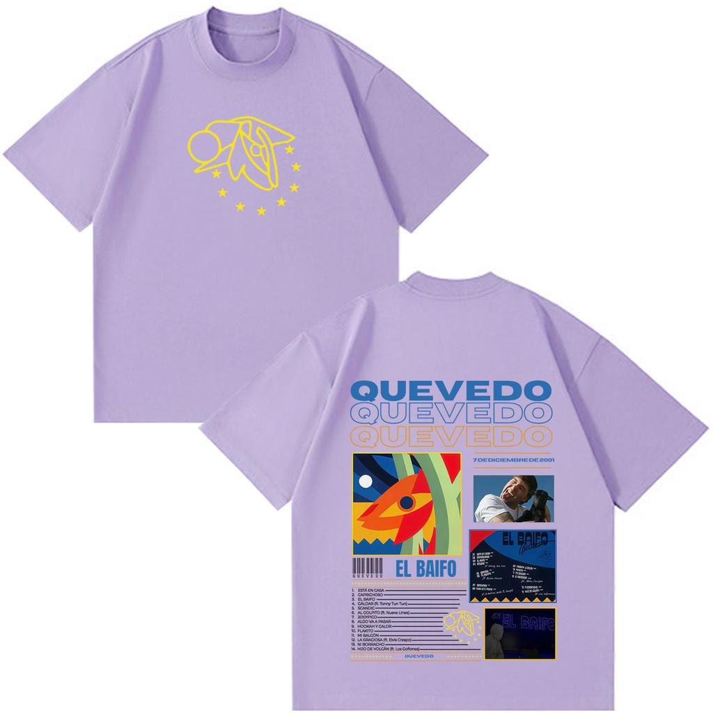Quevedo El Baifo Album 2026 Tour Print T Shirt Unisex Unisex Fashion Clothing Tshirt Shortsleeved Cotton Loose Oversized Tshirts