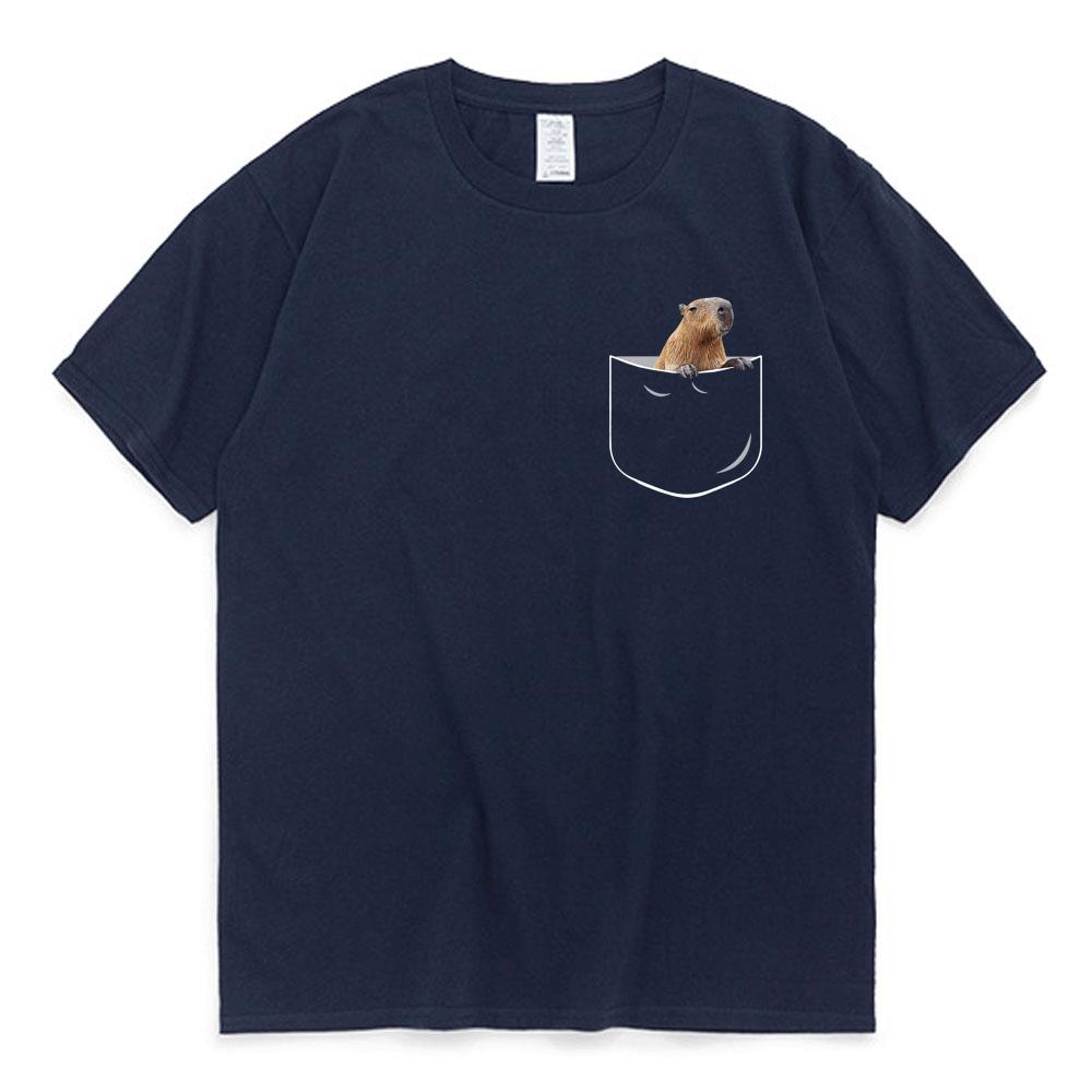 2026 Funny Pocket Capybara T Shirt Anime Graphic T Shirts Men and Women 100% Cotton Casual O-Neck Tees Oversize Streetwear T-shirt