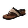 2025 New French Holiday Style Slippers Women's Summer Wear Beautiful Straw Soft Bottom Not Tired Foot Slope Heel Flip-flops