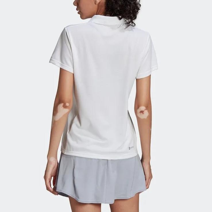 Adidas Logo Print Collar Short Sleeve Polo Shirt Women Tops White HC2718