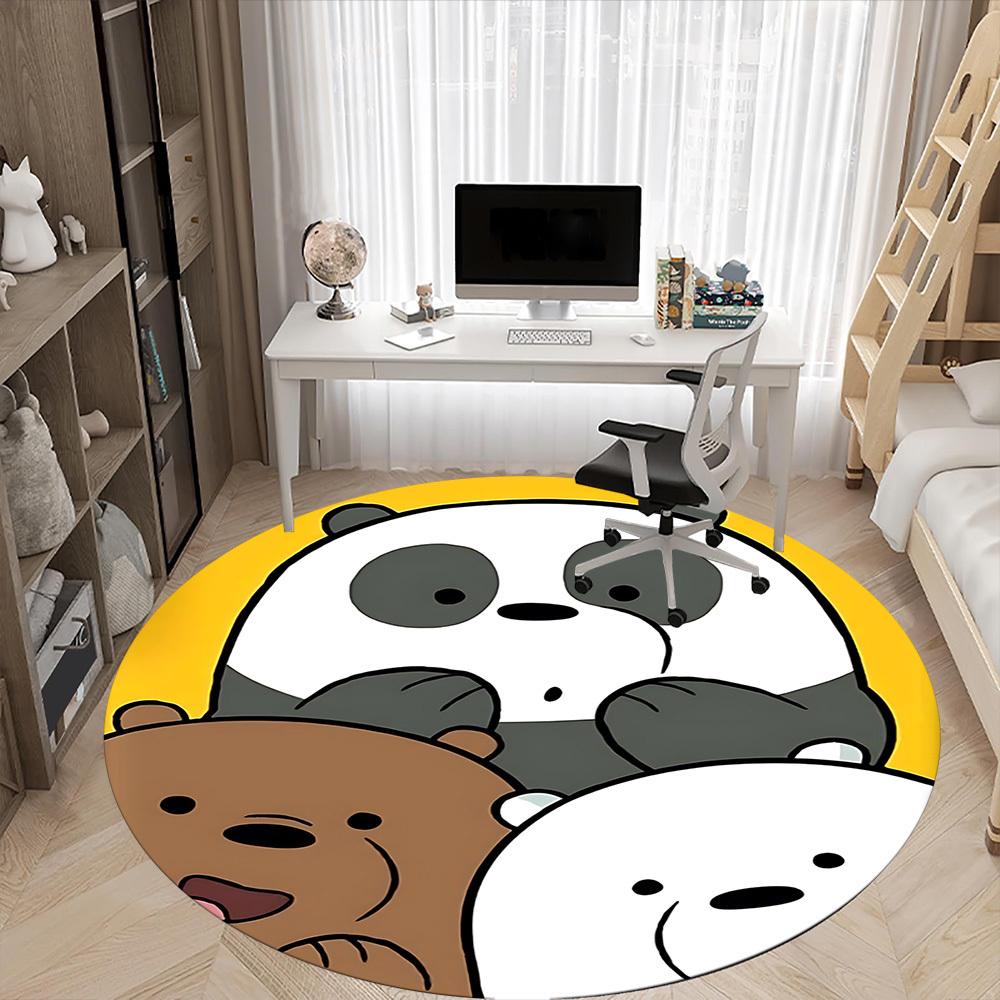 1pc We Bare Bears Office Round Area Rug, Under Office Chairs Bedroom Living Room Home Decor, Room Deco, Available In Various Sizes164