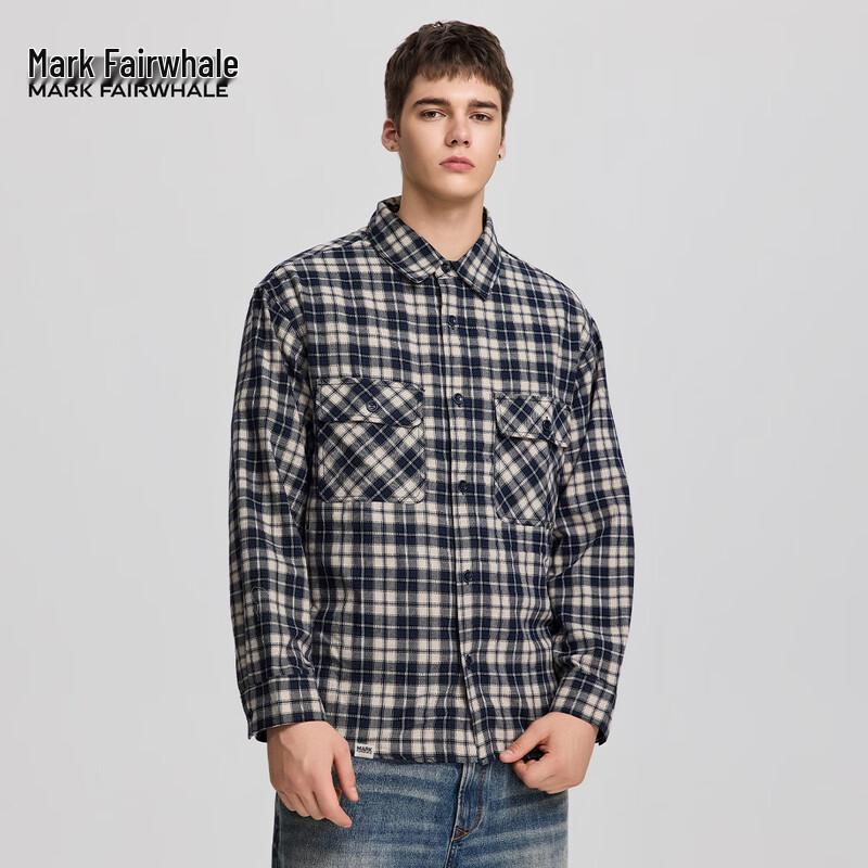 Mark Fairwhale Men's Vintage Plaid Linen Casual Shirt Jacket