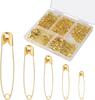 350 Pcs Safety Pins, 22/32/38/45/55mm Metal Safety Pins Assorted for Art Craft Sewing and Jewelry Making (Gold)
