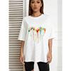 White Oversized T Shirt With Colorful Paint Drip Print For Casual Wear