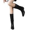 Riesige gutaussehende Retro-Langstiefel, hohe Stiefel, plissierte Stiefel zum Stapeln, neue spitze dünne dicke Absatz-Reitstiefel für Damen