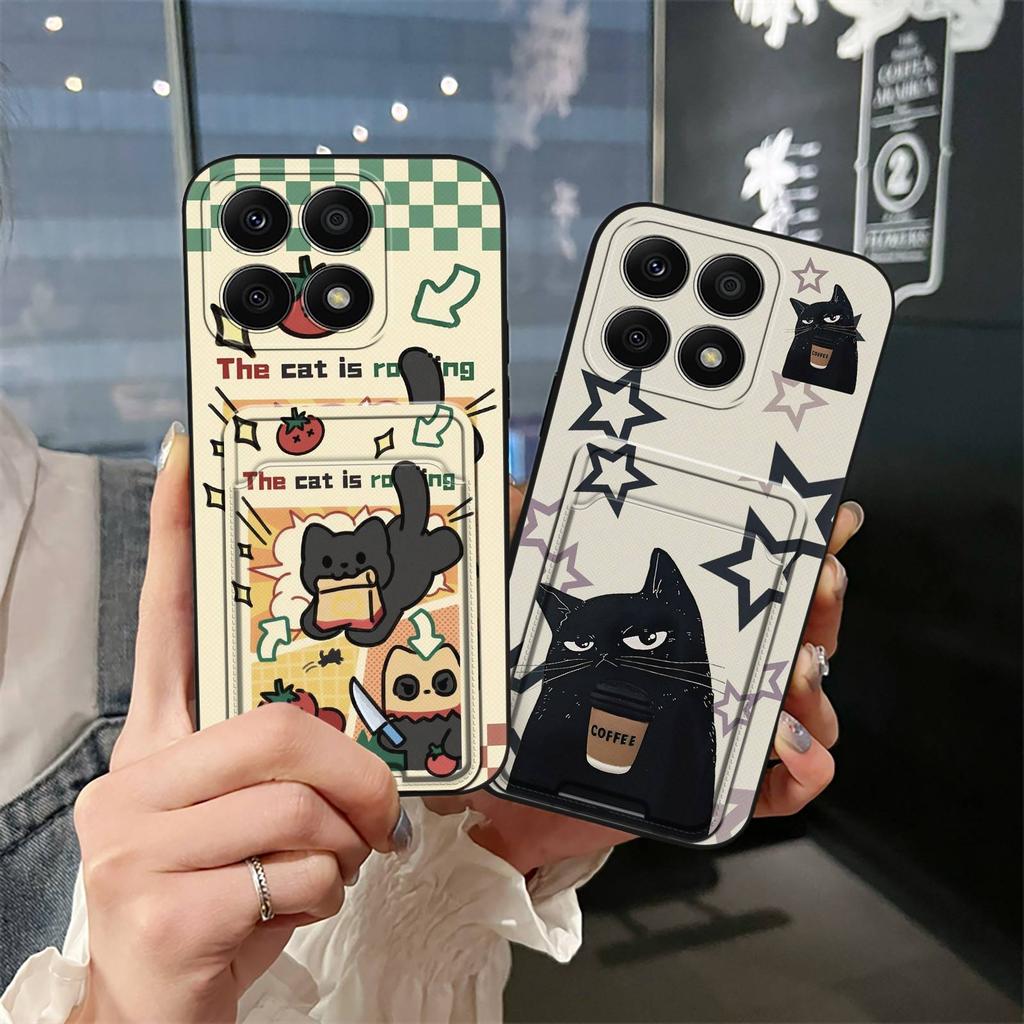 Shockproof Cartoon Phone Case For Honor X8a 4G Soft Case Cover Card Slot Silicone Protective Full Wrap Cute Back Cover