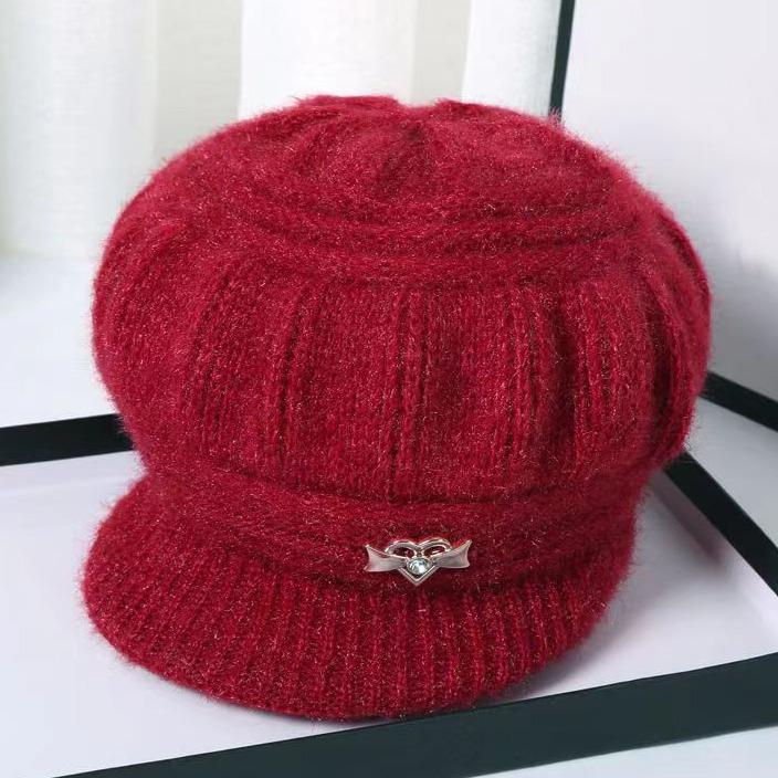 Dámská pletená vlněná čepice na podzim a zimu - Hřejivá, silná, módní pro ženy středního a staršího věku