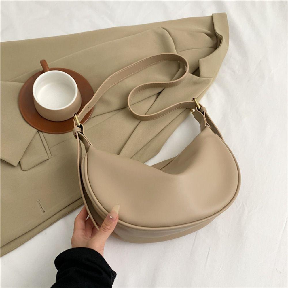 Adjustable Strap PU Leather Shoulder Bag Zipper Underarm Dumpling Bag Vintage Crossbody Bags Party