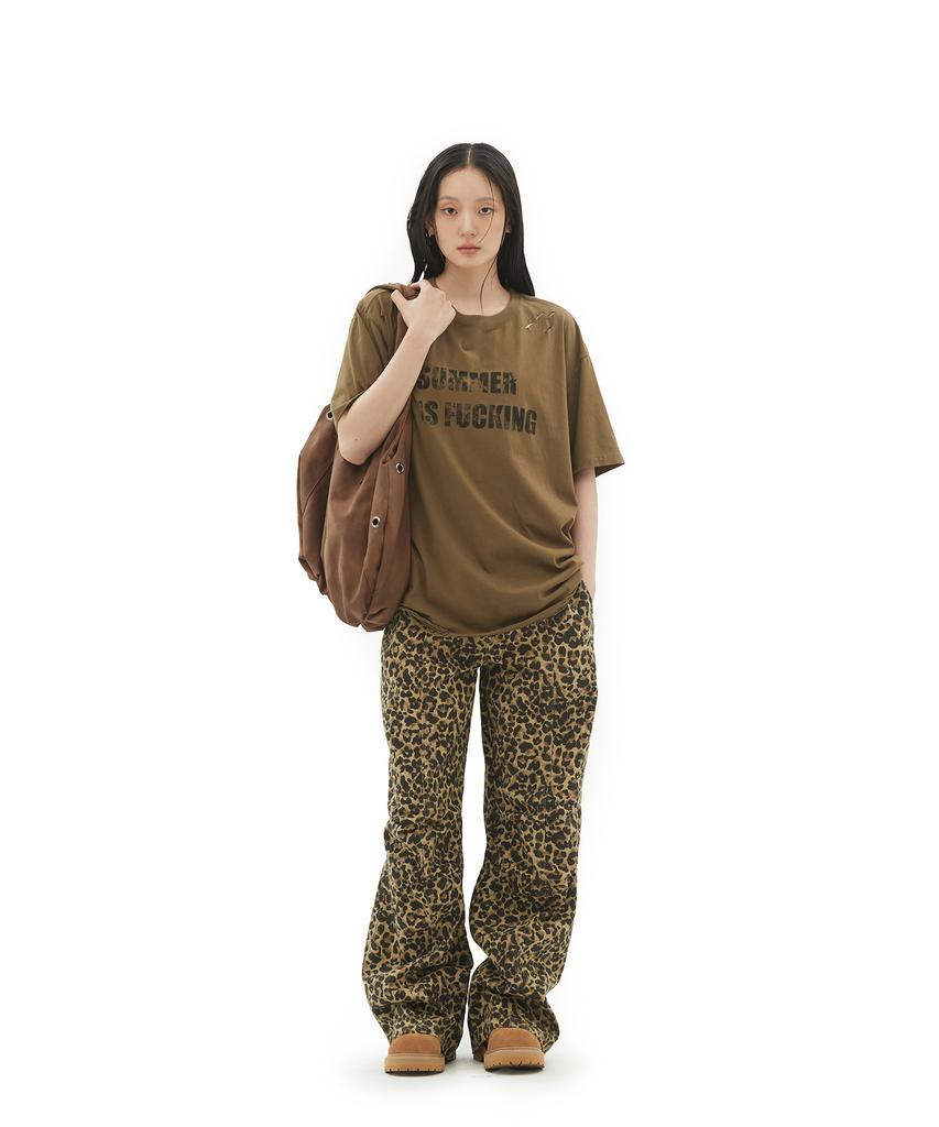 Depeugameoncheu Stud Parachute Pants [Leopard White]