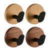 Round Walnut Wood Hooks, Walnut Wood No-Drill Hooks,Strong Adhesive Wall-Mounted Hooks,Door Back Kitchen Bathroom Storage Hooks