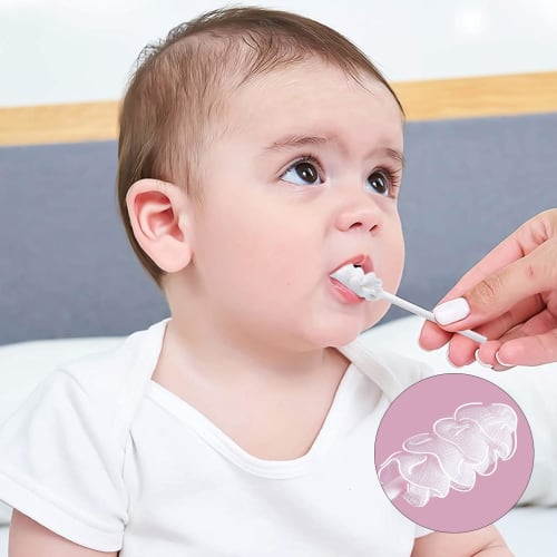 Baby Tongue Cleaner, Baby Oral Cleaner - Portable Toddler Toothbrush, 30-Piece Set of Baby Teething Cleaning Sticks, Portable Gauze Toothbrush, Toddle