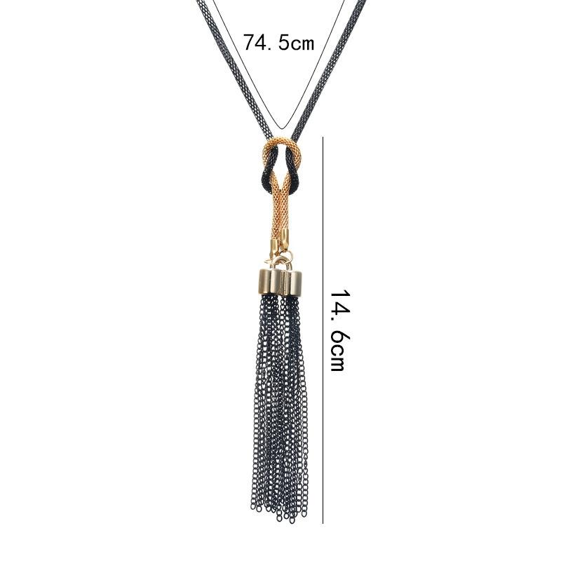 Collier à long pendentif à pompon géométrique simple et tendance, polyvalent, pour femme, chaîne de pull créative, accessoires de bijoux, cadeaux