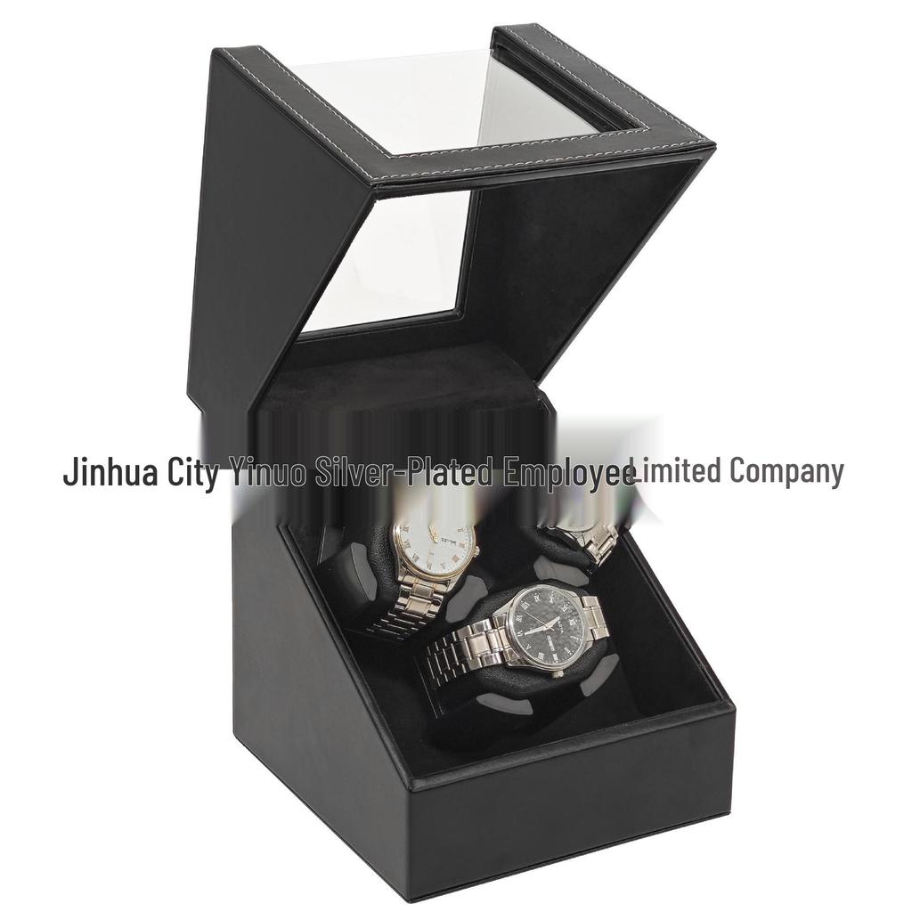 Leather Automatic 3-Position Mechanical Watch Winder with Silent Open-Lid Auto-Stop