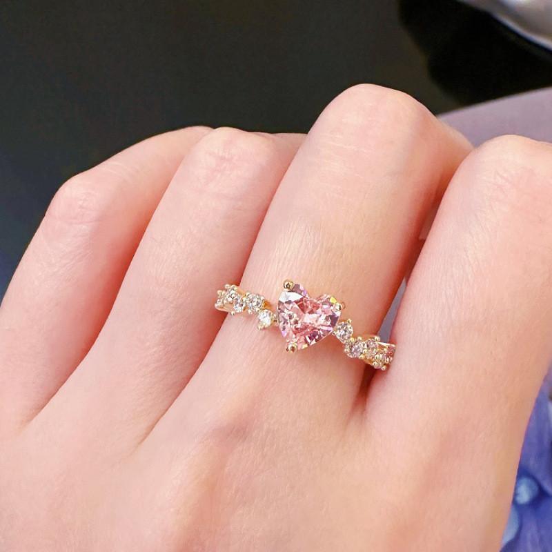 Stunning Heart Shaped Zirconia Stackable Pearl Ring For Women In Chic Copper Design