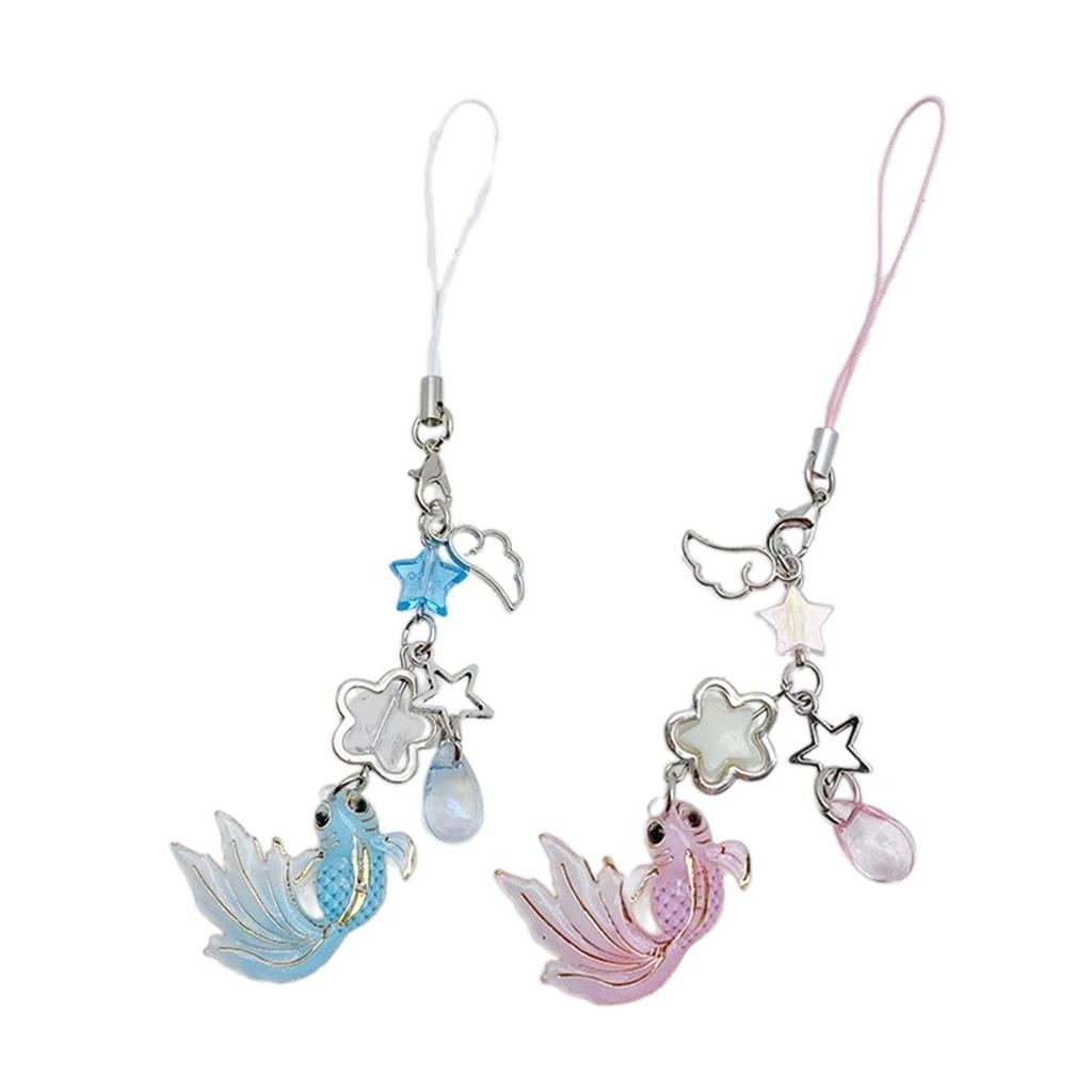 Unique Star Keychain Winged Bag Pendant Phone Charm Unique Keyring Chain Decoration for Fashion Forward Individual