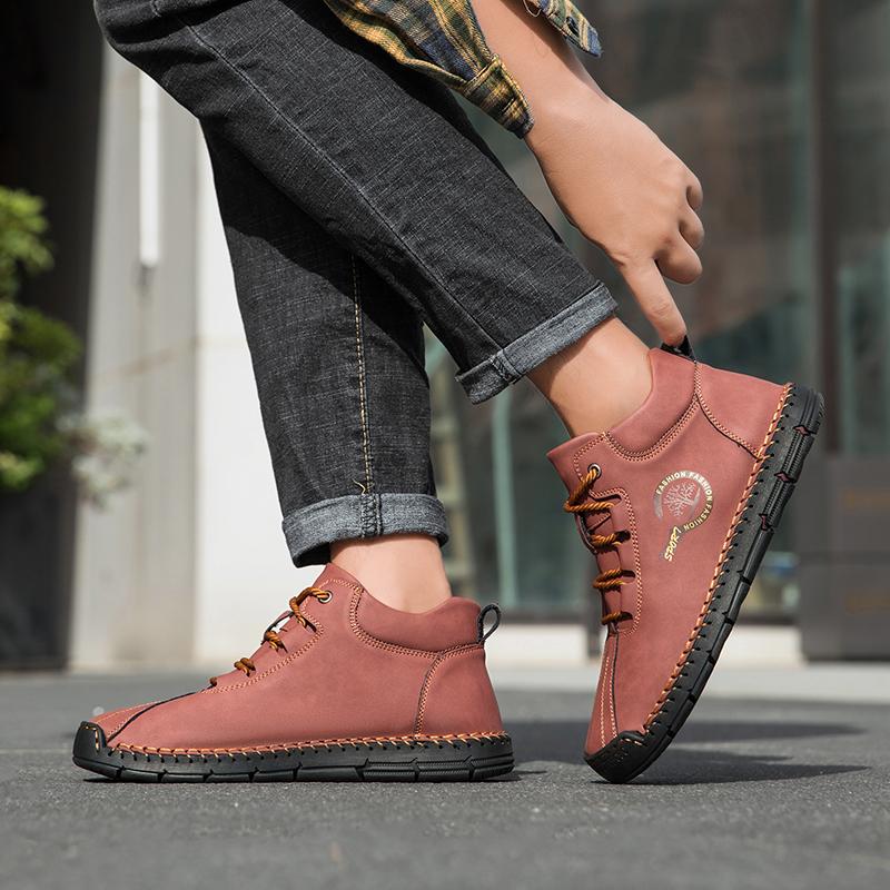 Men's Casual Shoes Side Zipper Short Boots Versatile Flat Bottom Trendy Fashionable Men's Shoes Suitable for Outdoor Sports