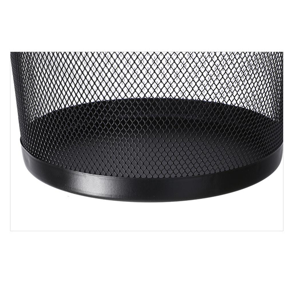 Metal Mesh Trash Can Round Open Waste Basket Garbage Container Bin for Home Kitchen Bathroom Office Room Black