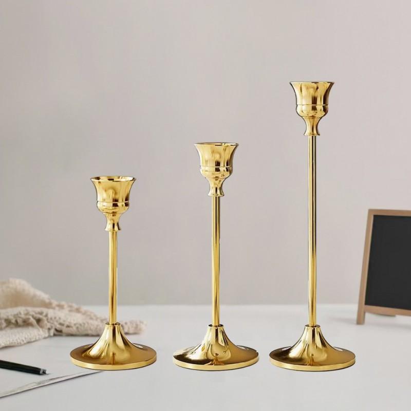 Elegant Vintage Brass Candle Holder Set Romantic Dinner Wedding Decor Christmas Table Centerpiece