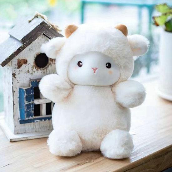 Sheep Plush Doll PP Cotton Fully Filled Super Cute Lamb Doll Plushies Ornament Sleeping Companion Soft Stuffed Animal Sheep Doll
