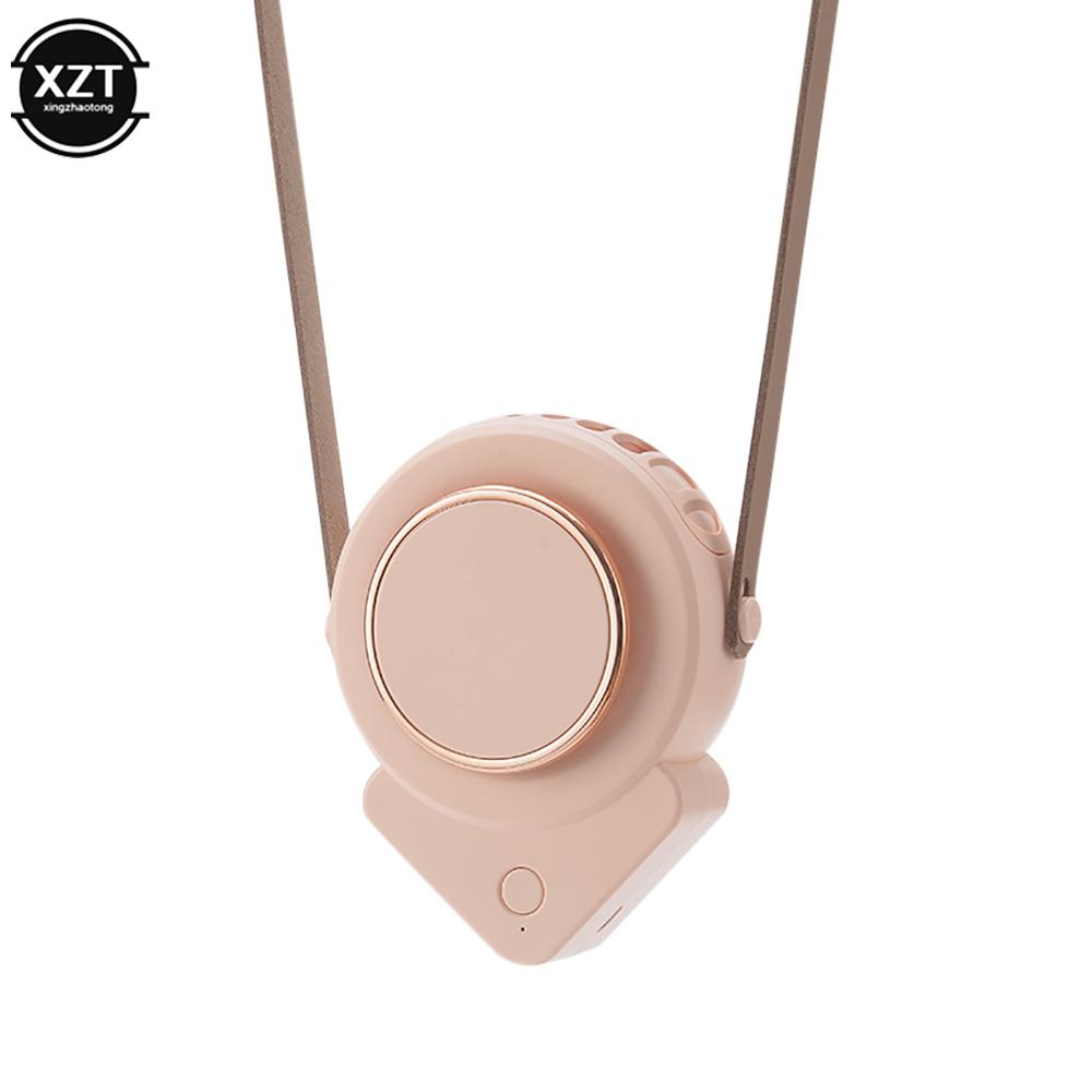 

Mini Necklace Fan Bladeless Handheld Fan Portable USB Rechargeable Personal Neck Fan Speed Adjustable For Outdoor Event Office розовый