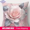 Home Decor Pink Roses & Butterflies Pillow Covers Pattern Cushion Cover Suitable For Sofa Bedroom Car Pillow Cover