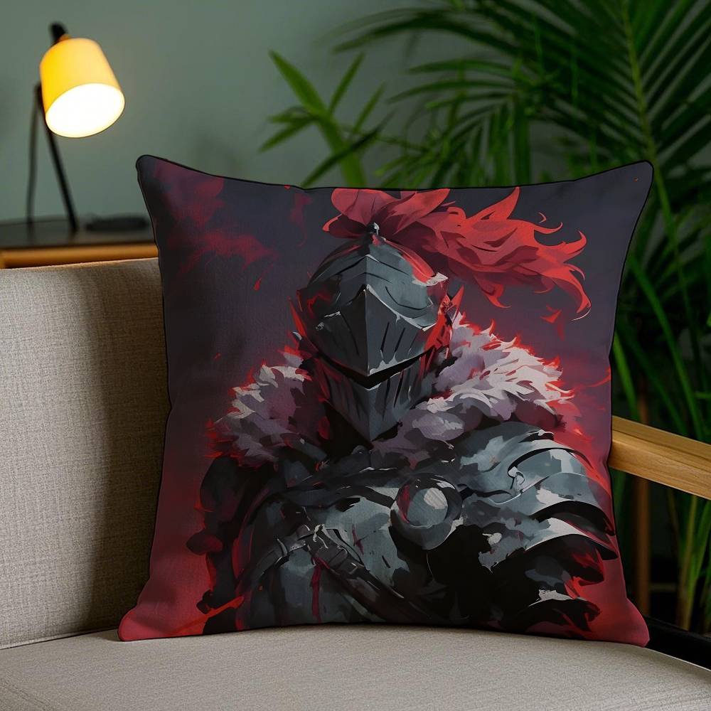 Handsome Anime Goblin Slayer-Cartoon Pillow Case Anti-dustmite Pillowcase Invisible Zipper Silky Short Plush Sofa Cushion Cover