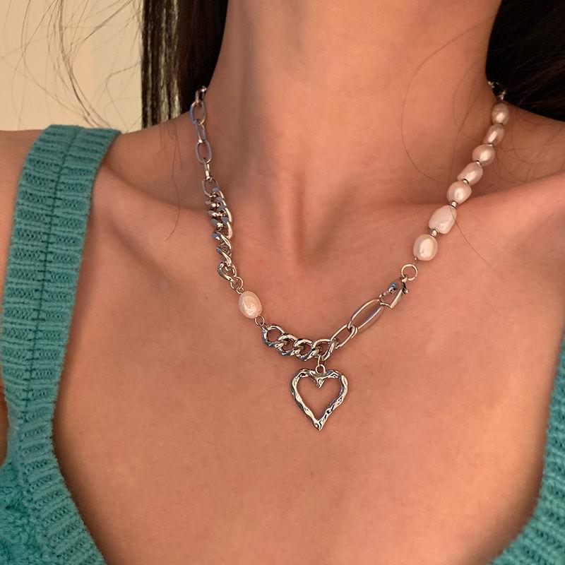 Spice Girls Sweet Cool Cosmic Opal Artificial Pearl Necklace Female Tide Double Layer Stacked Wearing Love Hip Hop Collarbone Chain
