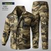 Unisex Spring/Autumn Elastic Camouflage Workwear Set - Cotton, Anti-Scald, Wear-Resistant, Ideal for Auto Repair