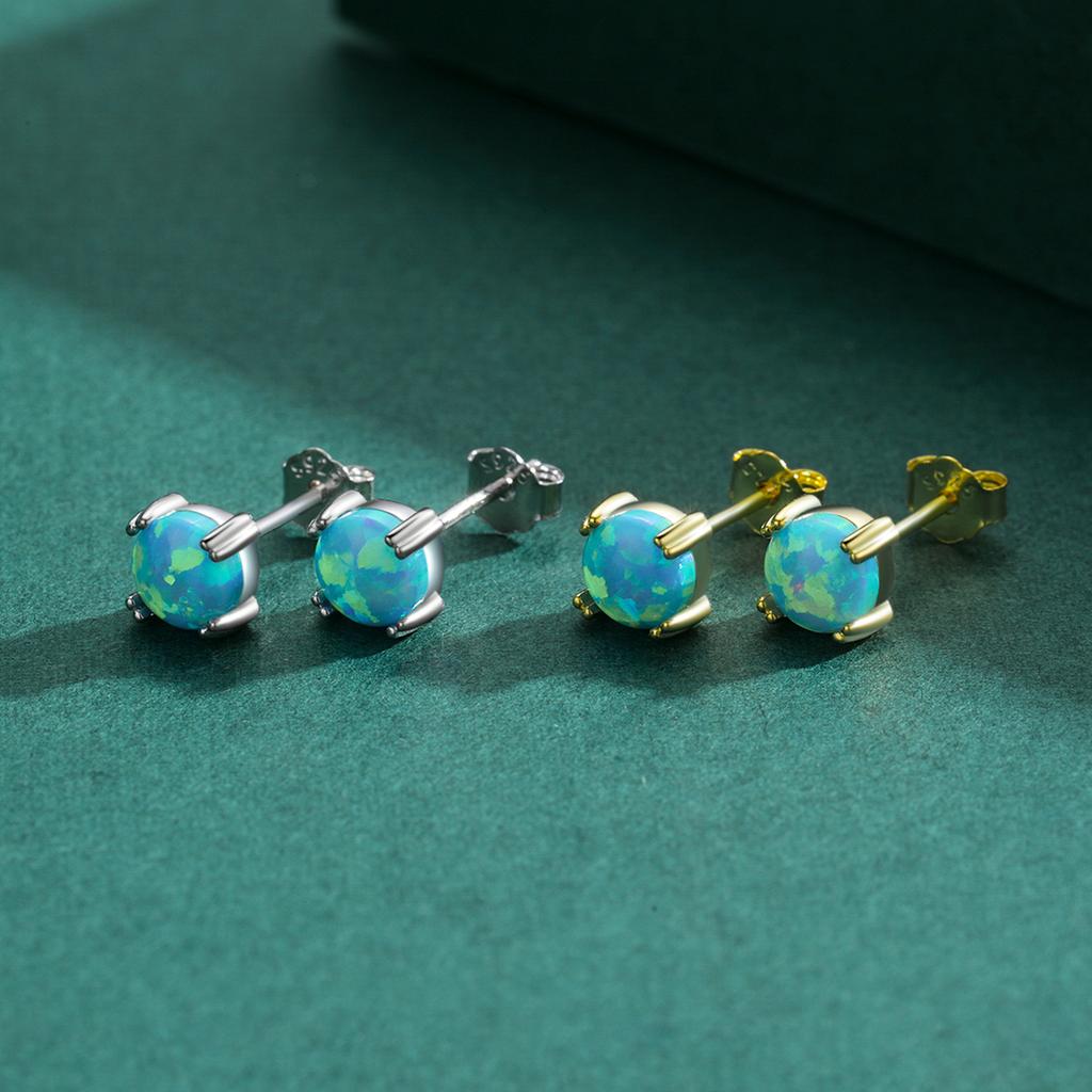 MODIAN 925 Silver Fashion Stylish Natural Opal Stud Earrings For Women Girl Fine Jewelry Anniversary Gifts Accessories