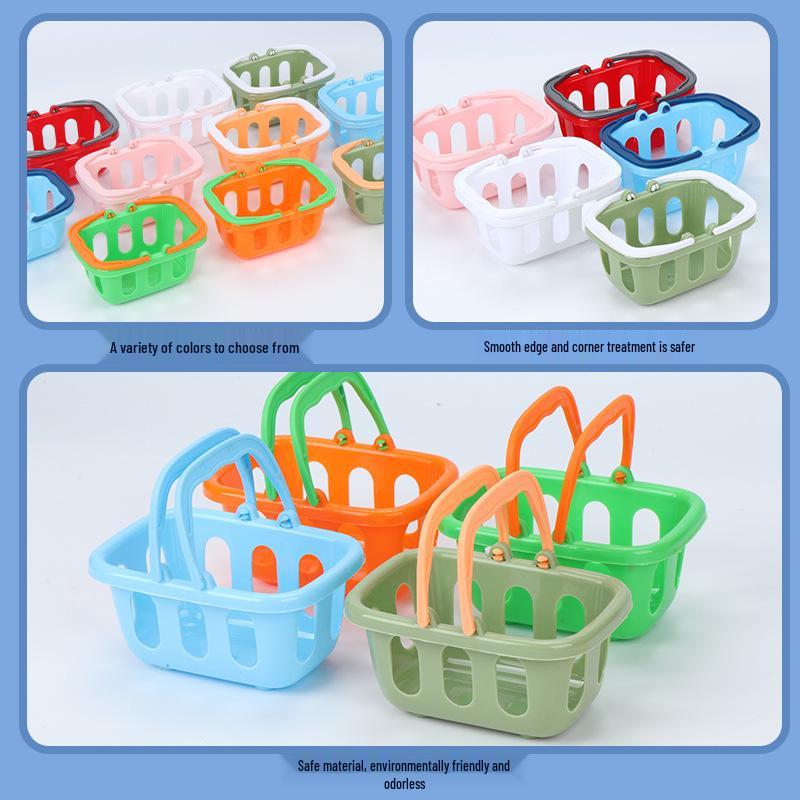 Mini Shopping Basket Toy Set: Dollhouse Grocery & Fruit Accessories