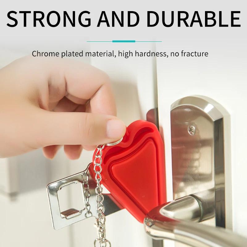 1/2pcs Security Portable Door Lock Latch No Drill Manual Hotel Room Devices For Add Security Holes Removable For Travel Safety