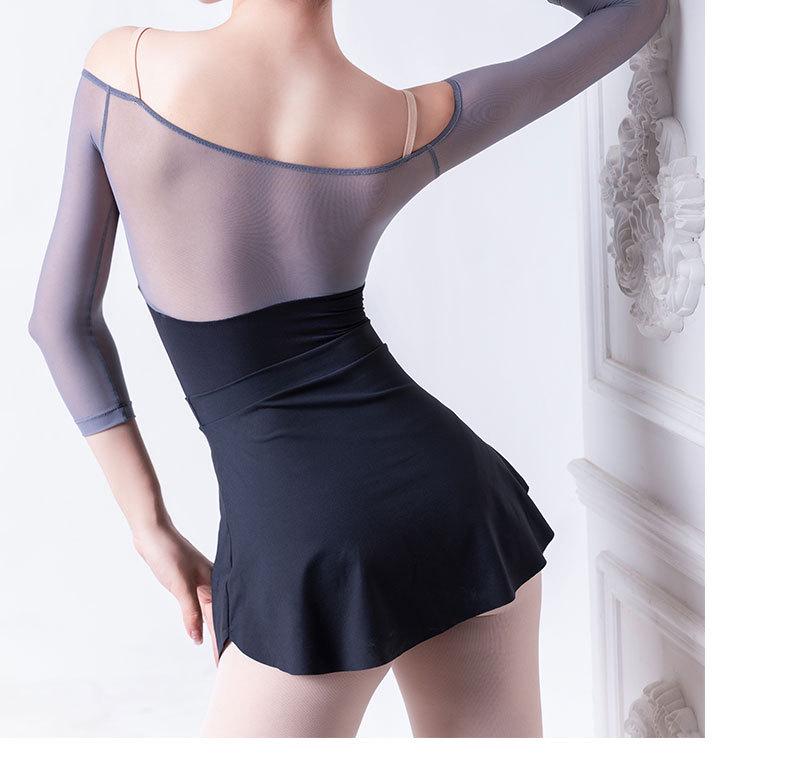 Women's Colorblock Seven-Sleeve Ballet Leotard: Fashionable Drop Shoulder Dancewear