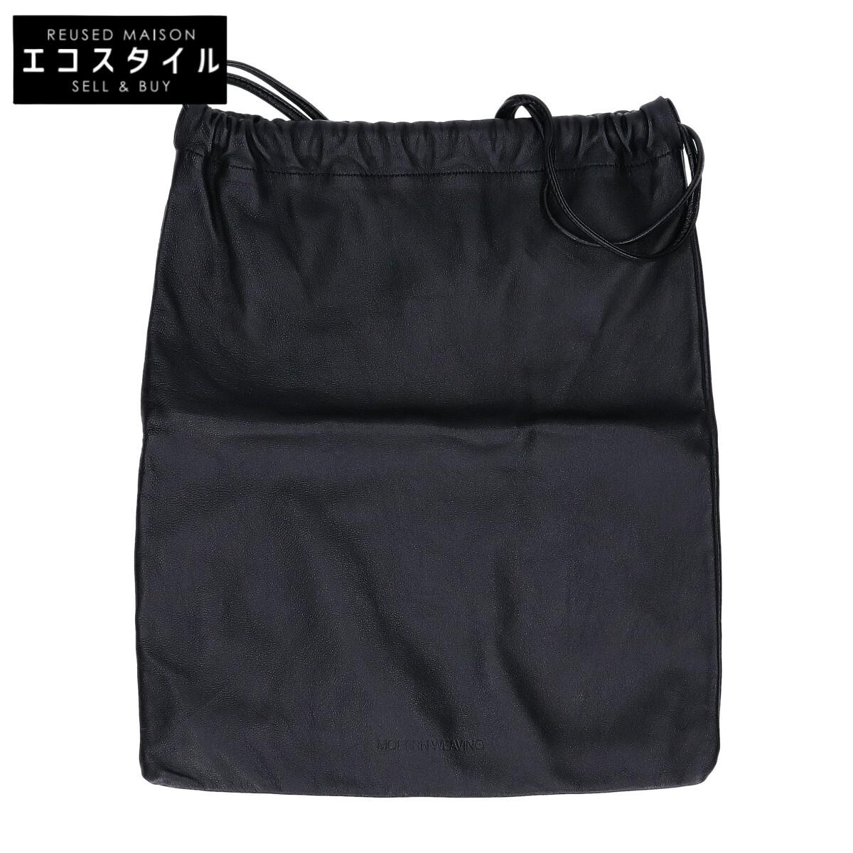

MODERN WEAVING [Beautiful Condition] Slim Lamb Drawstring Shoulder bag blackUsed