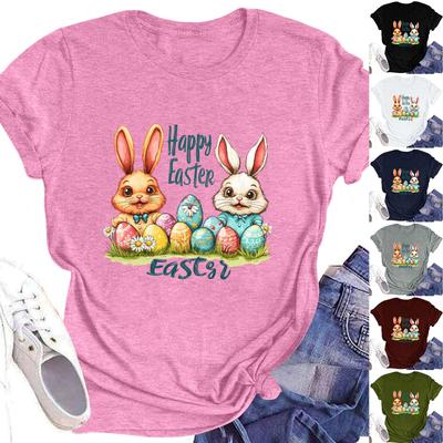 Women's Top Round Neck Casual Printed Short-sleeved T-shirt Top