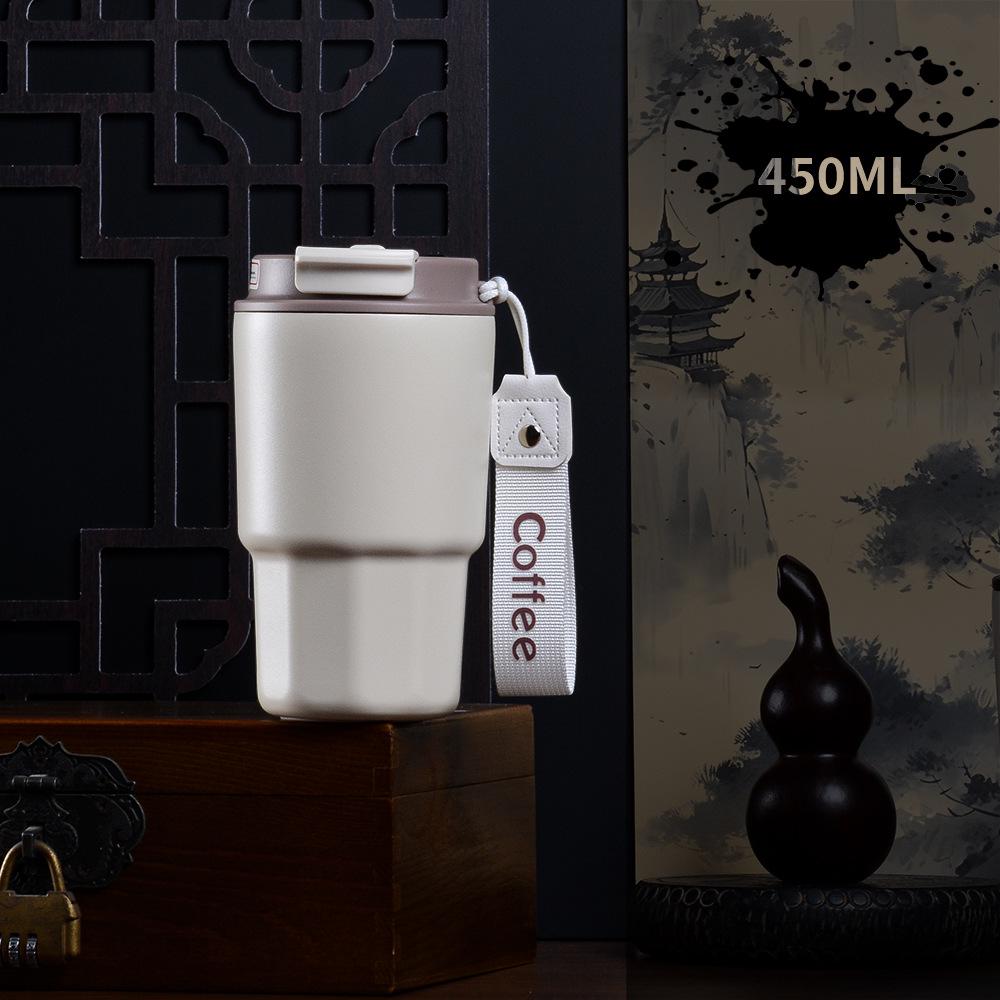 Compact Ceramic-Lined Coffee Thermos for Women - Stylish Stainless Steel Insulated Cup