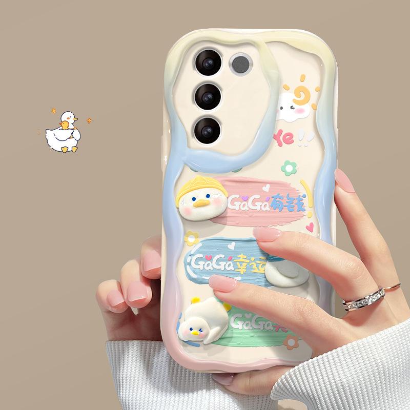 Applicable To Vivos17 Mobile Phone Case X90/80 Girls Cute Three-dimensional Pigment Duck Y77e/76 Cartoon Silicone