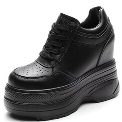 11 cm Plattform Keil Versteckte Ferse Frauen Casual Schuhe Chunky Turnschuhe Mikrofaser Leder Weibliche Schuhe Frühling Herbst