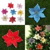 Splendido Set da 10 Fiori Stella di Natale Grandi Glitterati per Decorazione Albero Festivo