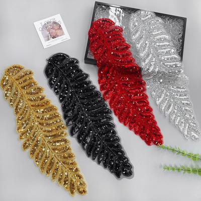 Tessuto a Rete per Industria Pesante con Perline Adesivo Patch a Foglia Decorativo Abbigliamento Vestito Abbigliamento da Performance Accessori Adesivo per Tessuto del Colletto Anteriore
