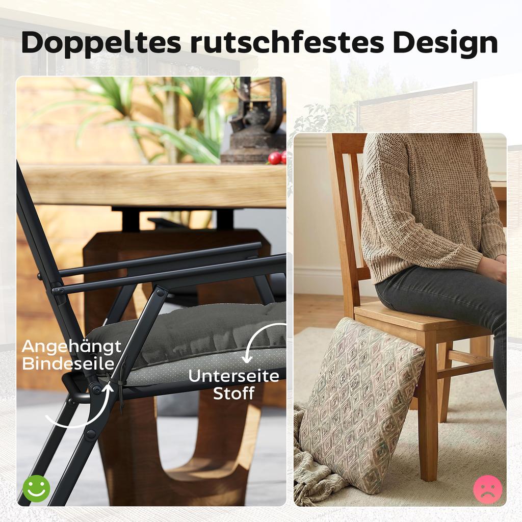 4-Piece Set Seat Cushions 39.5 X 39.5 X 10 Cm Chair Cushions with Ties, Non-Slip Outdoor Indoor Seat Pad