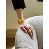 Special-Interest Design Wide Twill Open-Ended Bracelet Heavy Industry Fashion Adjustable Simple and Exaggerated Thread Golden Bracelet for Women