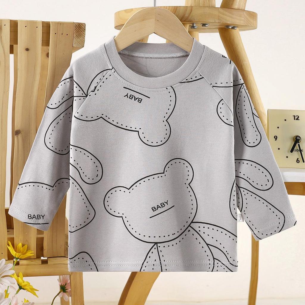 2026 Summer Children O-Neck Long Sleeve T-Shirt Kids Spring Cartoon Cotton Top for Girl Boy