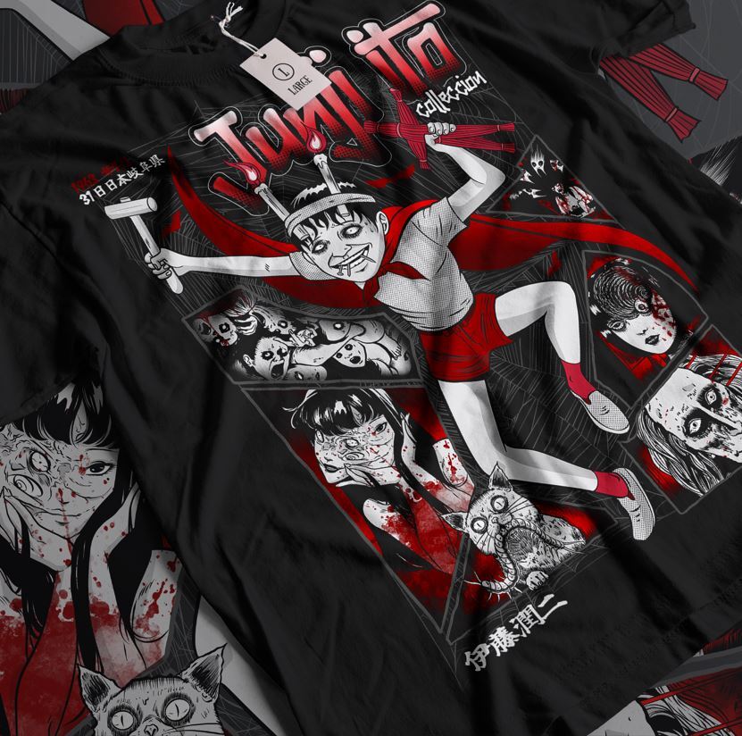 Junji Ito Souichi T-shirt Horror Japan Guro Anime Manga Black Shirt Tee All Size XL