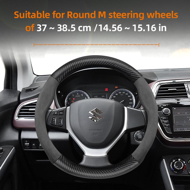 

For SUZUKI Suede Carbon Fiber PU Leather Steering Wheel Cover Fit Swift Sport Accessories Sx4 Grand Vitara Jimny Solio Hustler