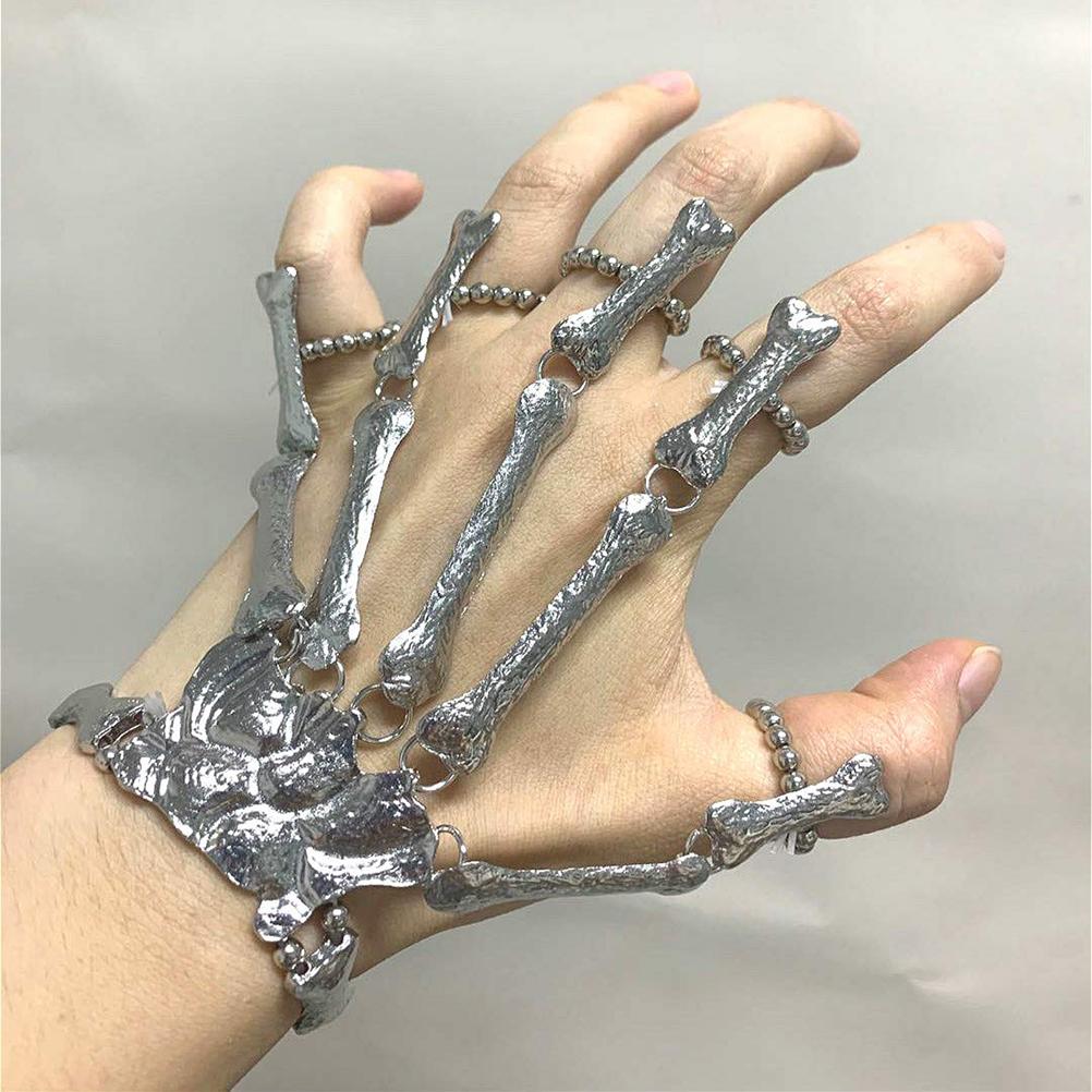 Gotické Punkové Kostlivé Náramky na Prsty Unisex Kostlivé Kosti Ruky Náramky Náramky Halloween Cosplay