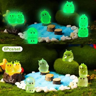 6 Stück Niedliche Mini Gespensterfigur Leuchtendes Alien Ornament Mikro Landschaft Dekoration Puppenhaus Miniatur Spielzeug