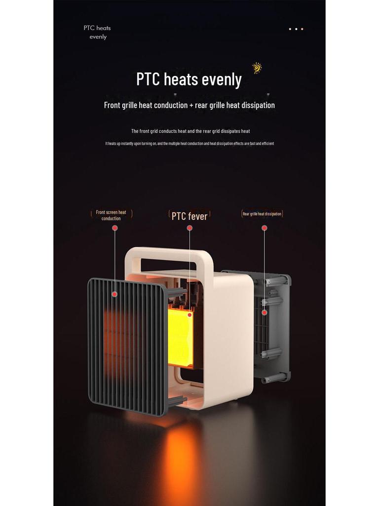 Kompaktní energeticky úsporný stolní ohřívač pro rychlé zimní vytápění