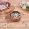 1pc Woven Rattan Round Storage box with Lid Camel 14x10.1cm