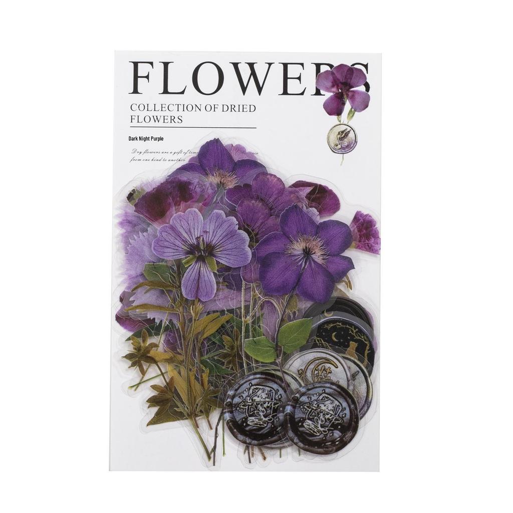 Paquete de Pegatinas para Mascotas de Día Maravilloso: 40 Hojas de Decoraciones para Diario de Flores Secas con Cera de Sellado