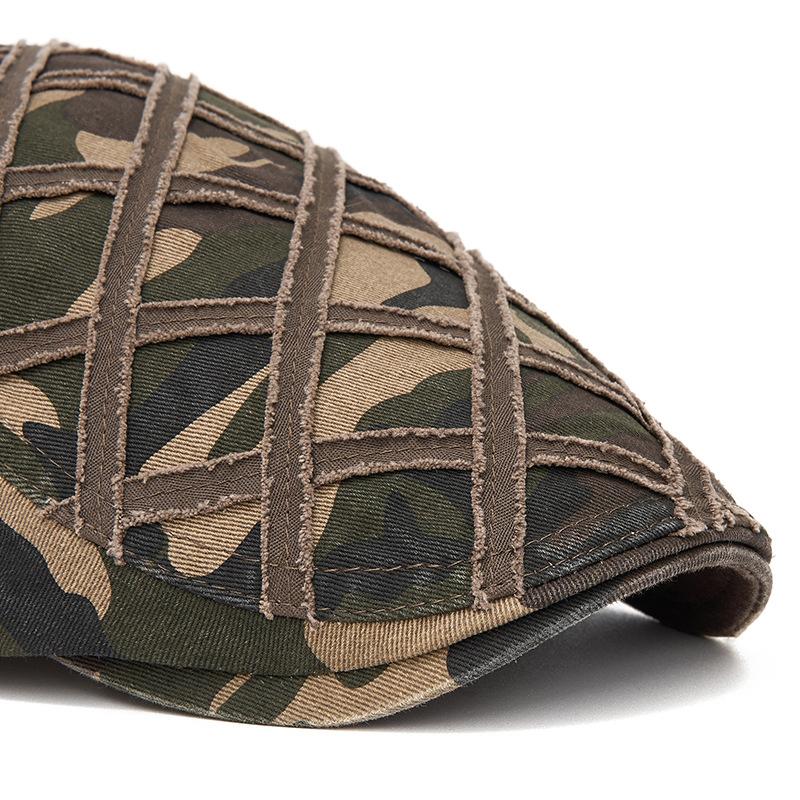 Camouflage Baskenmütze Herren Frühling Herbst Buchstaben Kappe Outdoor Sonnenschutz Schirmmütze Schiebermütze